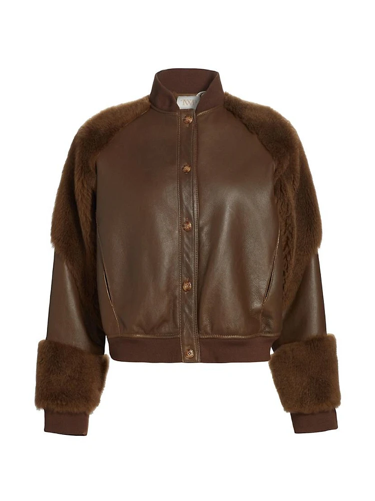 Nathalie Leather Bomber Jacket