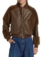 Nathalie Leather Bomber Jacket