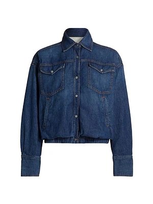 Bubble Denim Button-Up Jacket