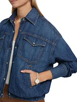 Bubble Denim Button-Up Jacket