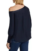 My Beloved Silk-Blend One-Shoulder Top