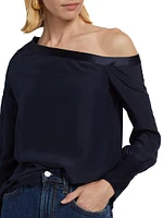 My Beloved Silk-Blend One-Shoulder Top