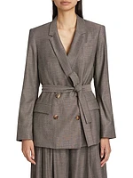 Wool-Blend Tie-Waist Smoking Jacket