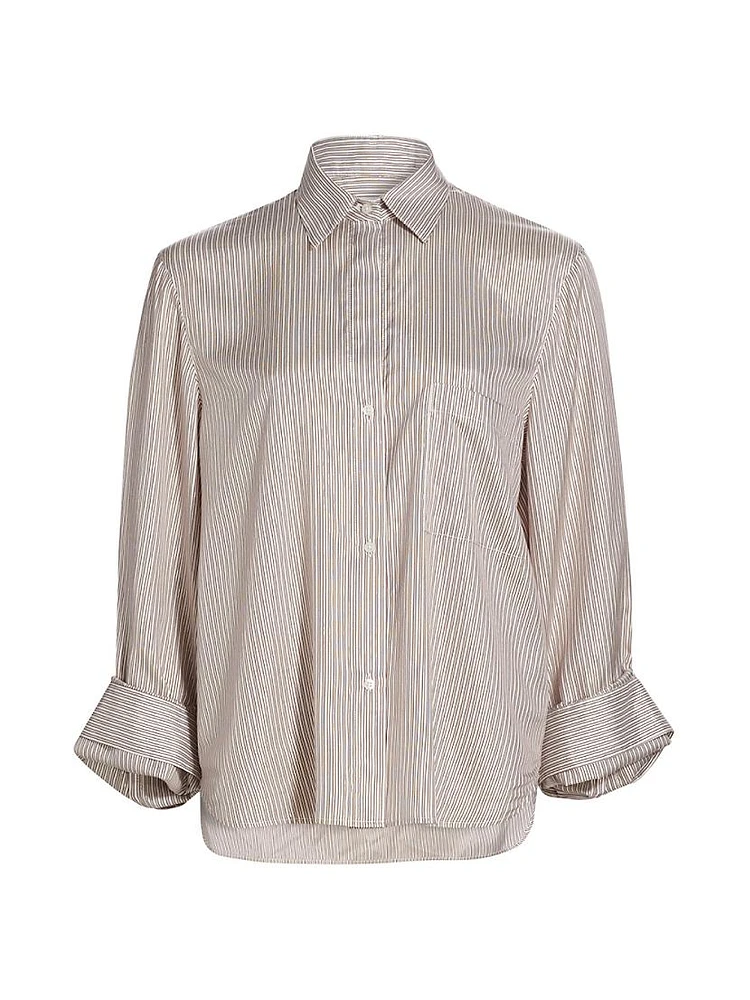 New Morning After Striped Silk-Blend Shirt