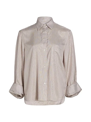 New Morning After Striped Silk-Blend Shirt