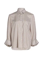 New Morning After Striped Silk-Blend Shirt