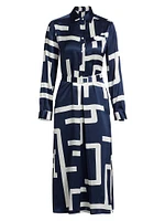 Printed Silk Belted Shirtdress