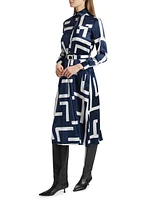 Printed Silk Belted Shirtdress