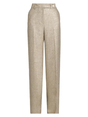 Metallic Tweed High-Rise Pants