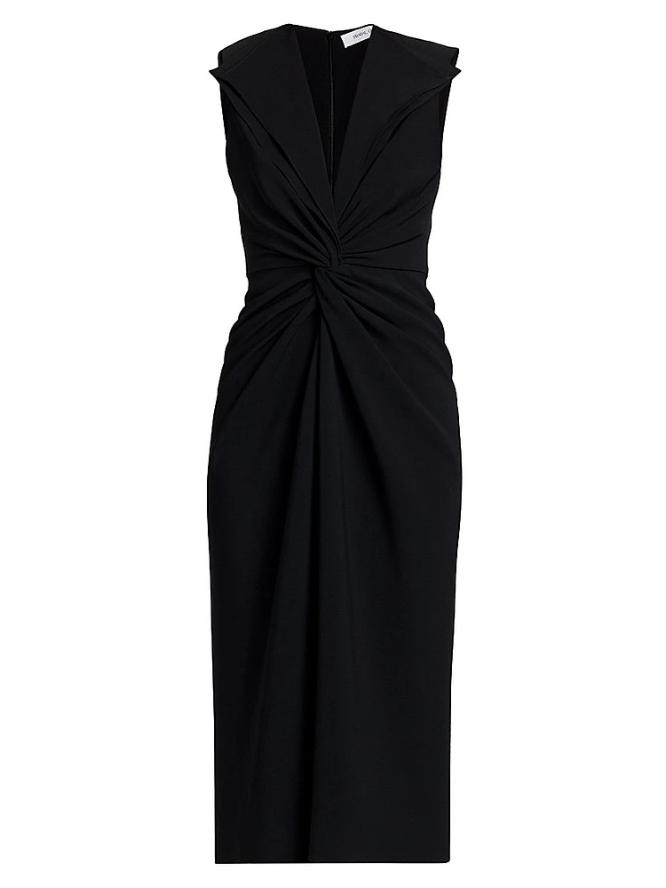 Lily Twist-Front V-Neck Midi-Dress