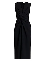 Lily Twist-Front V-Neck Midi-Dress