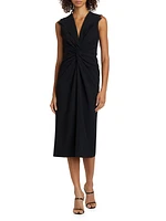 Lily Twist-Front V-Neck Midi-Dress