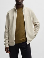 Cotton Terry Zip Up Jacket with Logo Patch