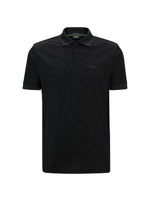 Relaxed Fit Polo Shirt with Monogram Jacquard