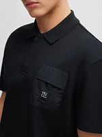 Interlock Cotton Polo Shirt with Stacked Logo Trim