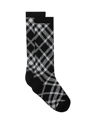 Check Cotton-Blend Socks