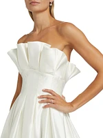 Pleated Satin Strapless Minidress