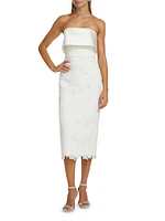 Lace Strapless Column Midi-Dress