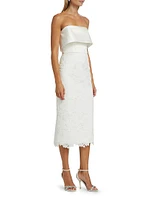 Lace Strapless Column Midi-Dress