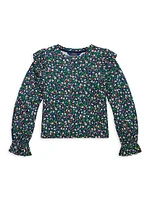 Little Girl's & Floral Cotton-Blend Top