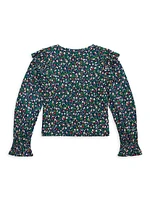 Little Girl's & Floral Cotton-Blend Top