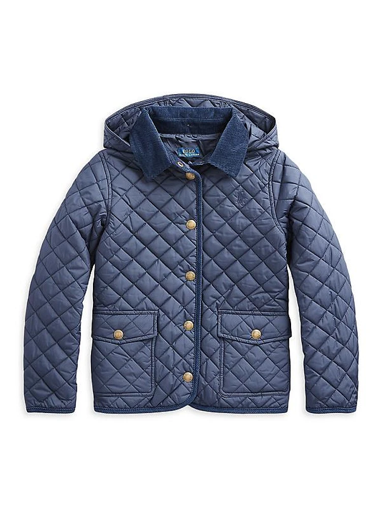 Little Girl's & Girl's Quilted Hooded Jacket