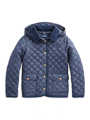 Little Girl's & Girl's Quilted Hooded Jacket