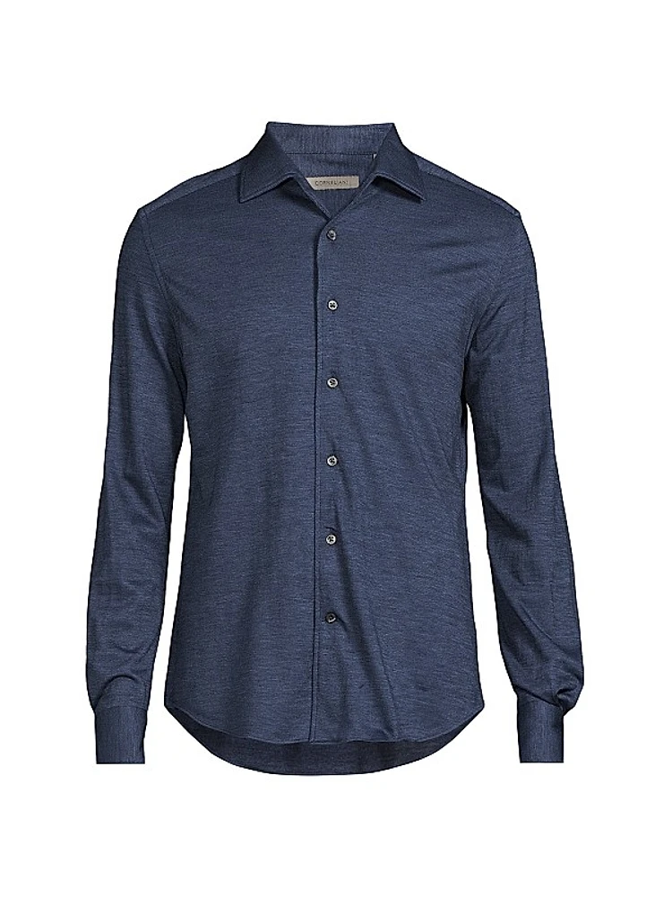 Wool-Blend Button-Up Shirt