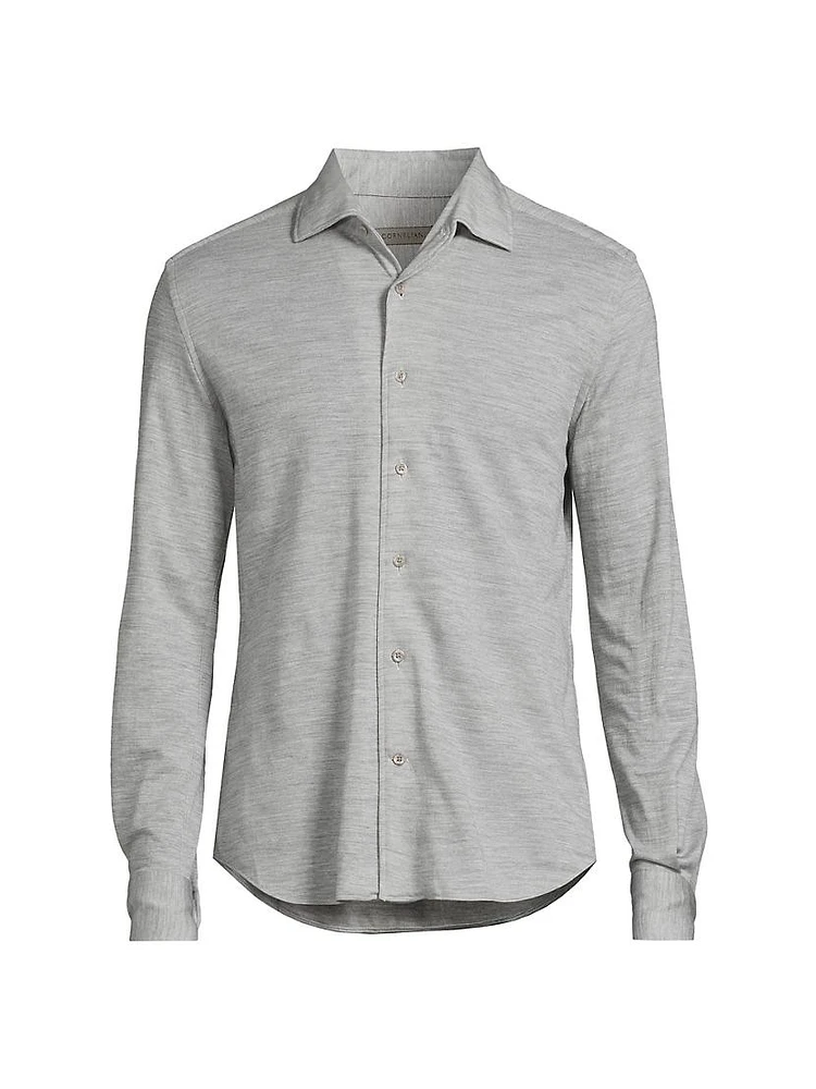 Wool-Blend Button-Up Shirt