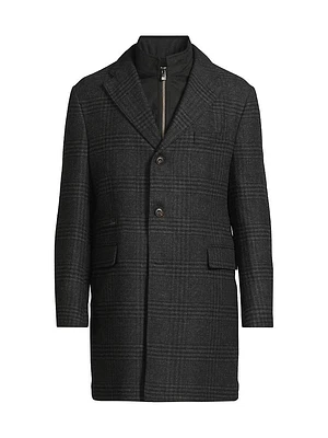 ID Glen Plaid Wool Coat
