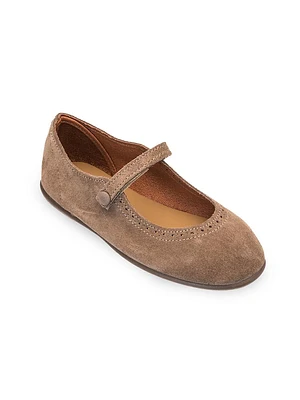 Little Girl's Suede Mary Jane Flats