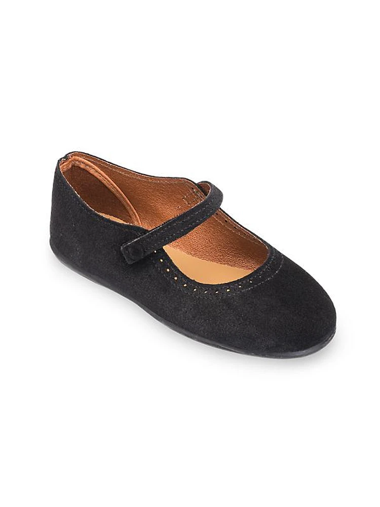 Little Girl's Suede Mary Jane Flats