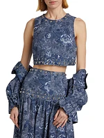 Maia Floral Jacquard Sleeveless Top