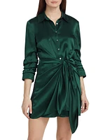 Jacey Silk Satin Tie-Waist Minidress