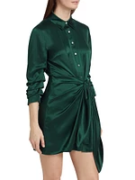 Jacey Silk Satin Tie-Waist Minidress