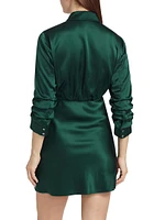 Jacey Silk Satin Tie-Waist Minidress