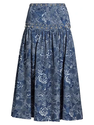 Maia Pleated Floral Midi-Skirt