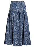 Maia Pleated Floral Midi-Skirt