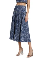 Maia Pleated Floral Midi-Skirt