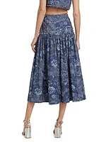 Maia Pleated Floral Midi-Skirt