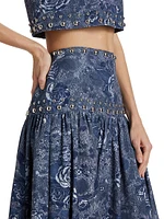 Maia Pleated Floral Midi-Skirt