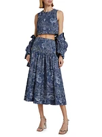 Maia Pleated Floral Midi-Skirt