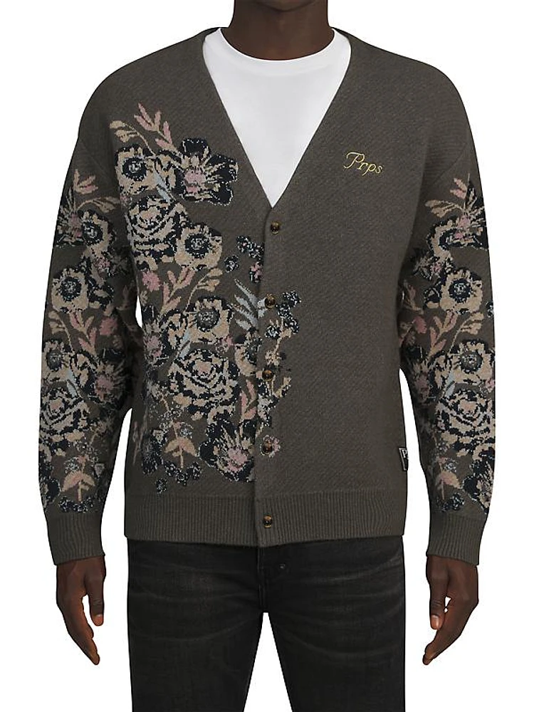 Floral Jacquard Cardigan