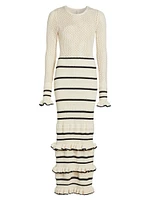 Rafaela Pointelle Ruffled Knit Maxi Dress