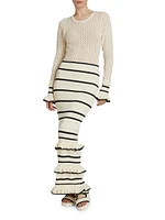 Rafaela Pointelle Ruffled Knit Maxi Dress