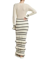 Rafaela Pointelle Ruffled Knit Maxi Dress