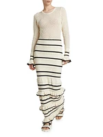 Rafaela Pointelle Ruffled Knit Maxi Dress