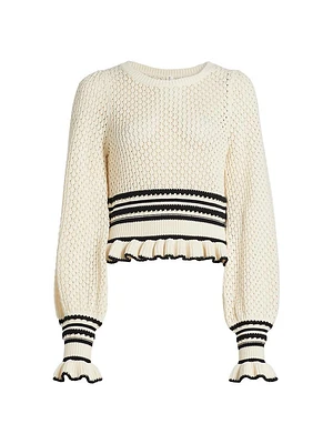 Rafaela Pointelle Ruffled Knit Top