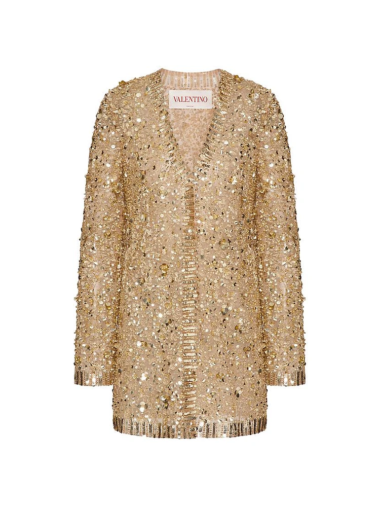 Embroidered Tulle Illusion Jacket