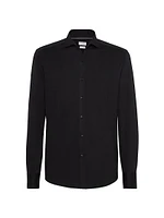 Cotton Piqué Basic Fit Shirt with Spread Collar